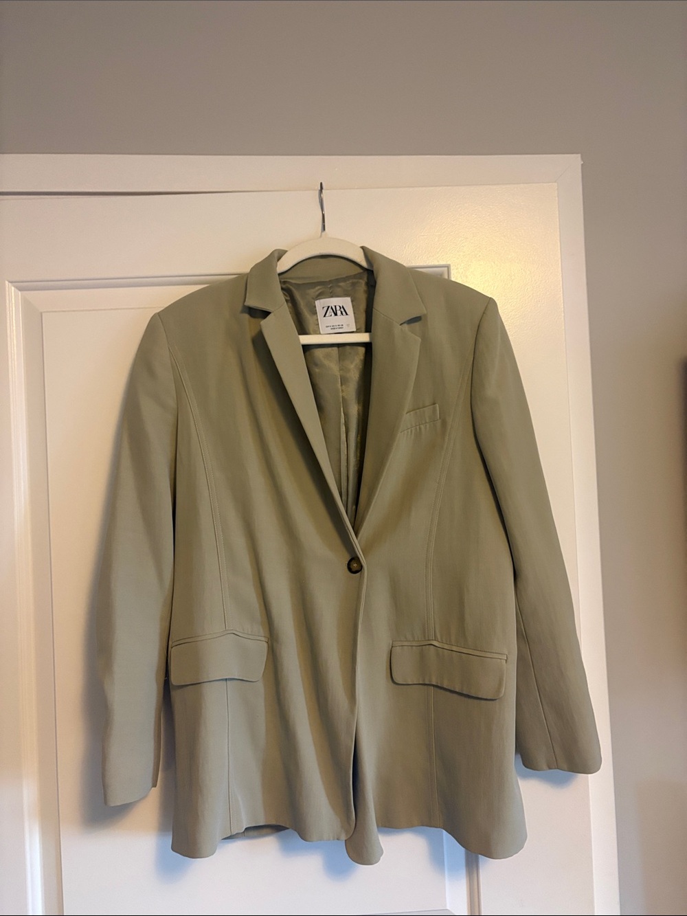 ZARA Oversized Olive Green Single-Button Blazer